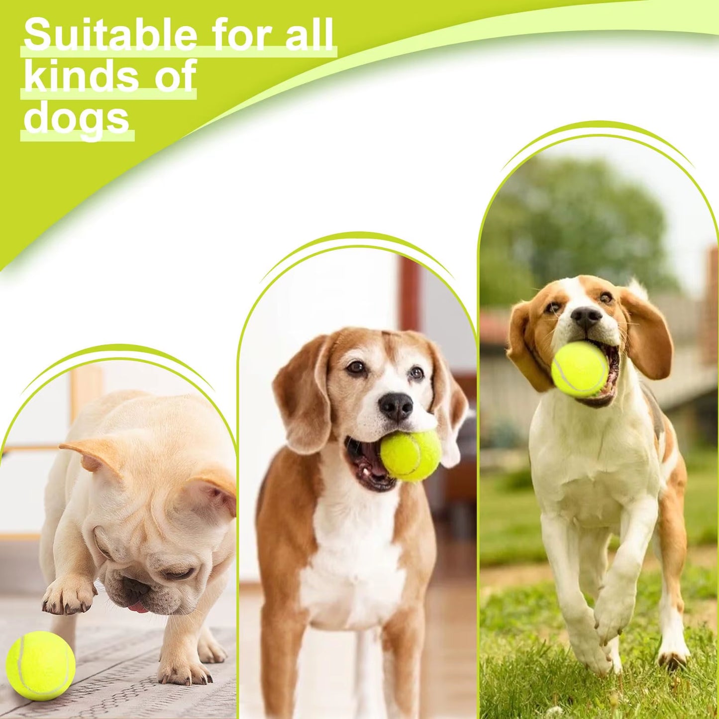 Dog Ball Launcher with Adjustable Distance and 3 Interactive Tennis Balls for Indoor and Outdoor Play