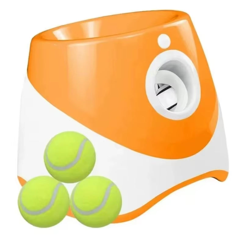 Dog Ball Launcher with Adjustable Distance and 3 Interactive Tennis Balls for Indoor and Outdoor Play